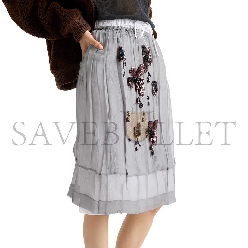 Pra*a embroidered chiffon midi-skirt p172zr